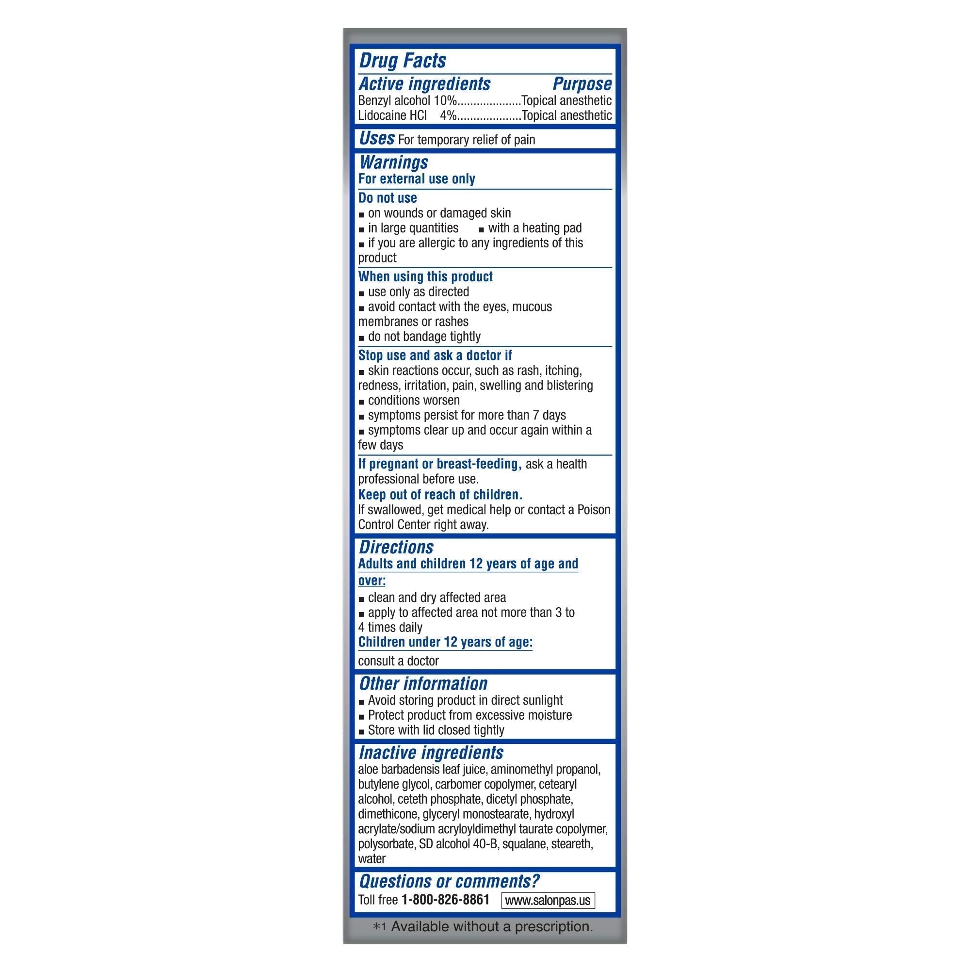 Salonpas Lidocaine Plus Pain Relieving Cream, 3 Ounce Tube - TrustMedUSA