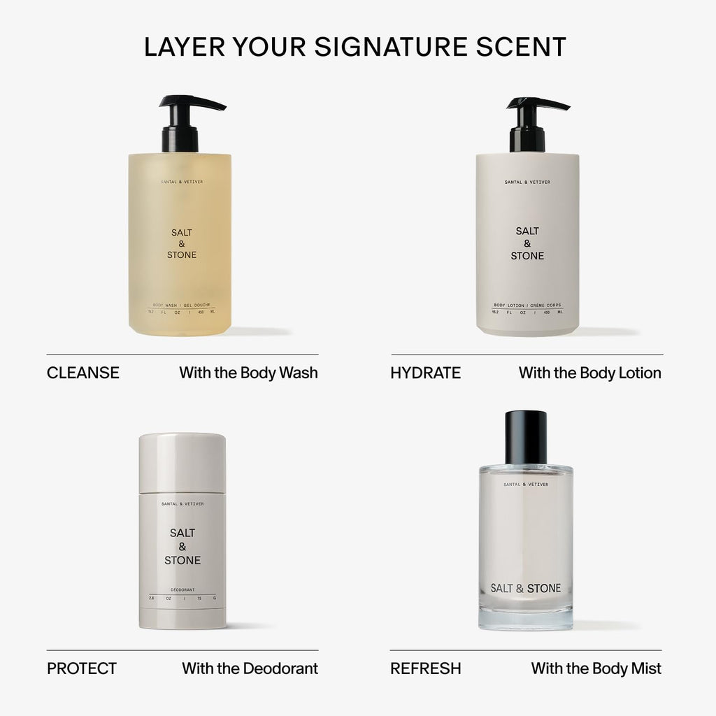 Salt & Stone Aluminum Free Deodorant | Extra Strength 48 Hour Protection for Women & Men | Made with Seaweed Extracts, Niacinamide & Prebiotics | Santal & Vetiver - TrustMedUSA
