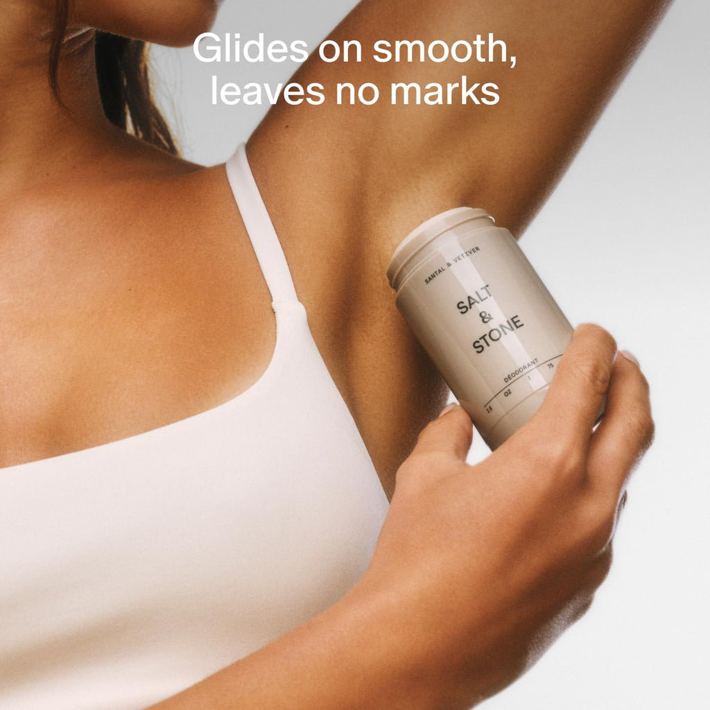 Salt & Stone Aluminum Free Deodorant | Extra Strength 48 Hour Protection for Women & Men | Made with Seaweed Extracts, Niacinamide & Prebiotics | Santal & Vetiver - TrustMedUSA