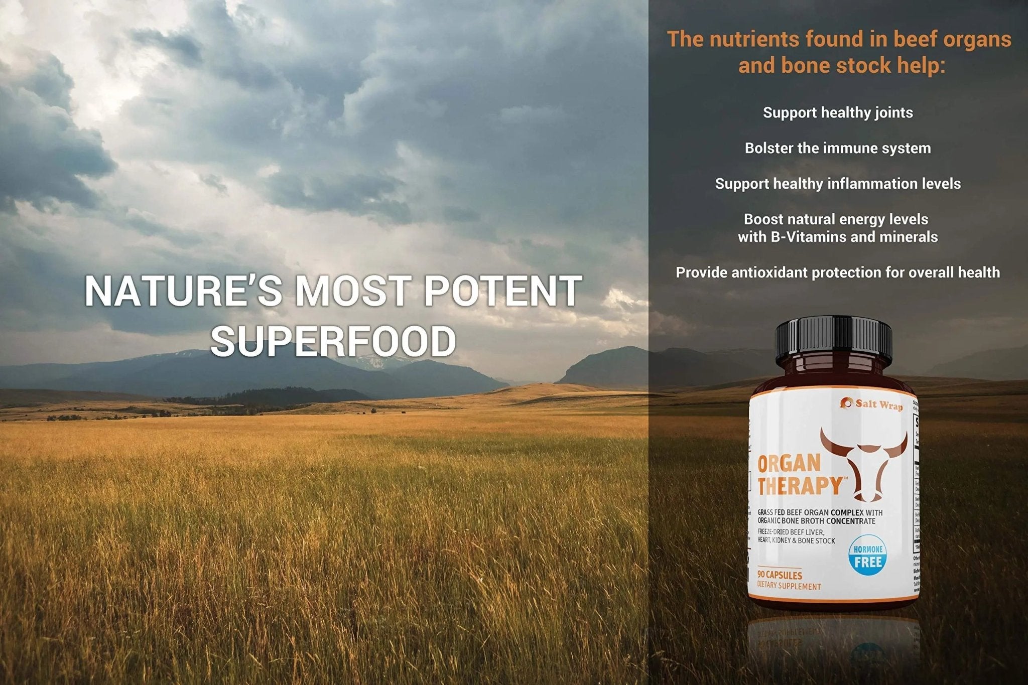 SaltWrap Organ Therapy - Grass Fed Beef Organ Meat Complex Supplement with Organic - TrustMedUSA
