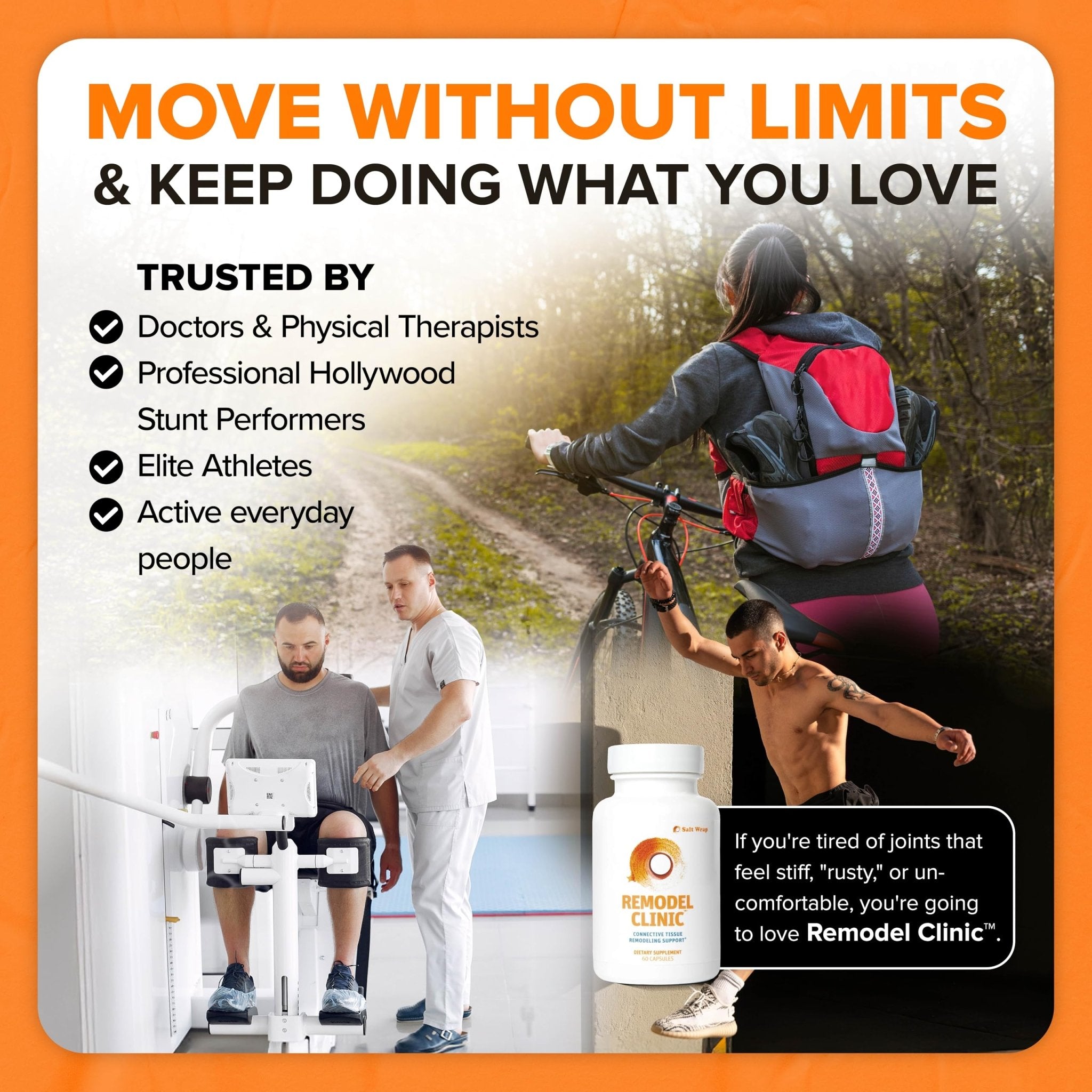 SaltWrap Remodel Clinic - Joint Remodeling Supplement for Senescent Cell Removal and Scar Tissue - Improve Mobility, Reduce Connective Tissue Stiffness - Fisetin, Quercetin, Bromelain - 60 Capsules - TrustMedUSA