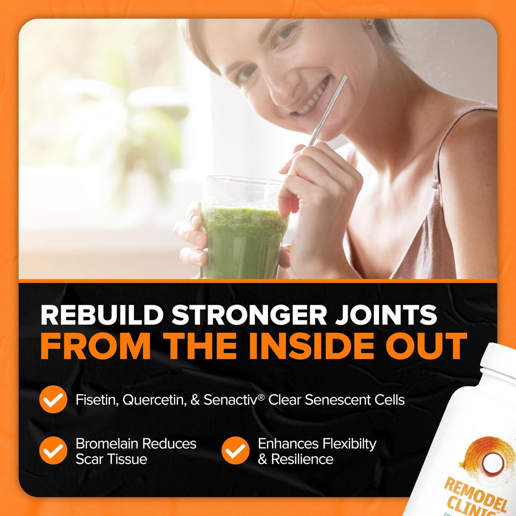 SaltWrap Remodel Clinic - Joint Remodeling Supplement for Senescent Cell Removal and Scar Tissue - Improve Mobility, Reduce Connective Tissue Stiffness - Fisetin, Quercetin, Bromelain - 60 Capsules - TrustMedUSA