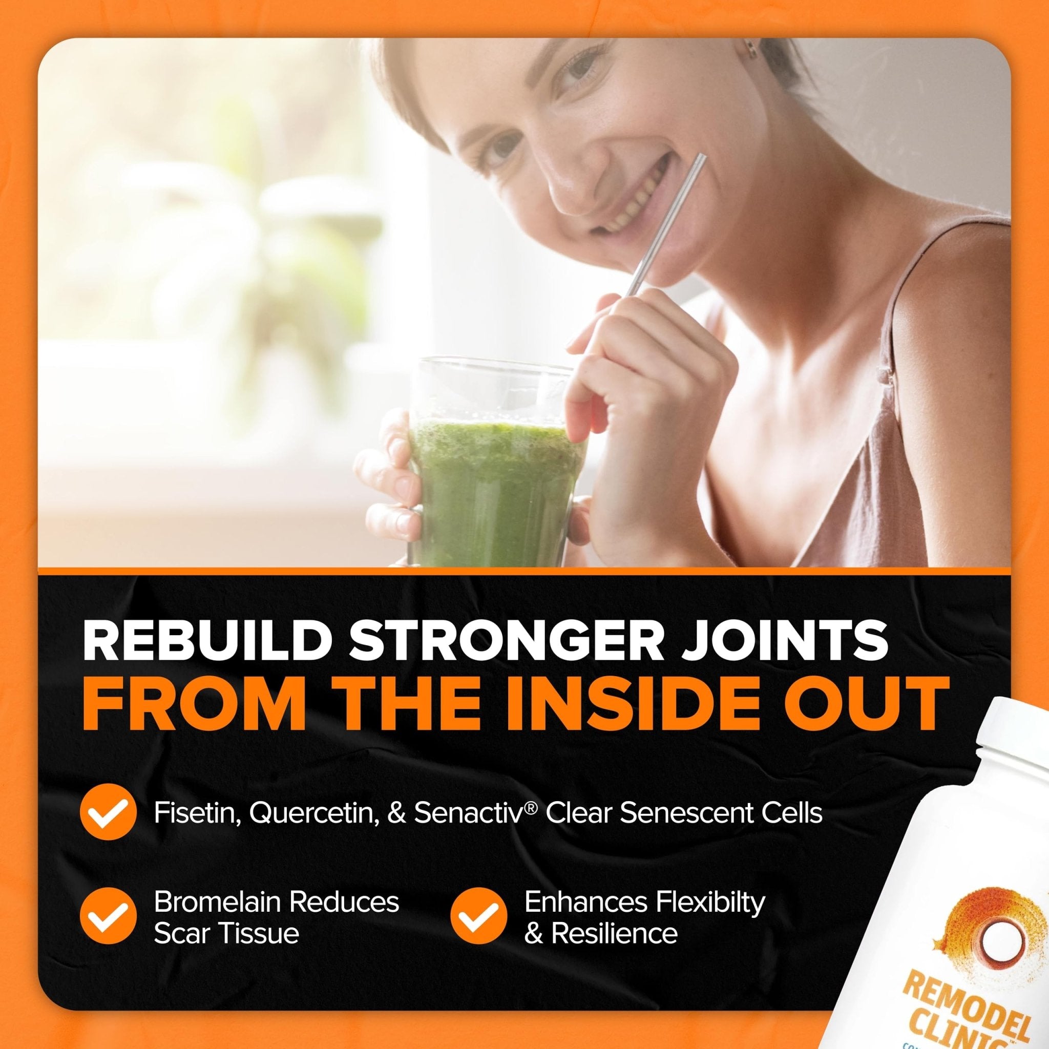 SaltWrap Remodel Clinic - Joint Remodeling Supplement for Senescent Cell Removal and Scar Tissue - Improve Mobility, Reduce Connective Tissue Stiffness - Fisetin, Quercetin, Bromelain - 60 Capsules - TrustMedUSA