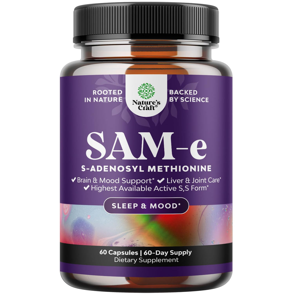 Sam-E 200mg Mood Support Supplement - S-Adenosyl Methionine Sam-E Supplement for Natural Relaxing Mood Boost Brain Support and Liver Detox Cleanse - Vegan Non-GMO and Gluten Free - 60 Count - TrustMedUSA