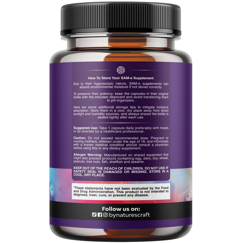 Sam-E 200mg Mood Support Supplement - S-Adenosyl Methionine Sam-E Supplement for Natural Relaxing Mood Boost Brain Support and Liver Detox Cleanse - Vegan Non-GMO and Gluten Free - 60 Count - TrustMedUSA