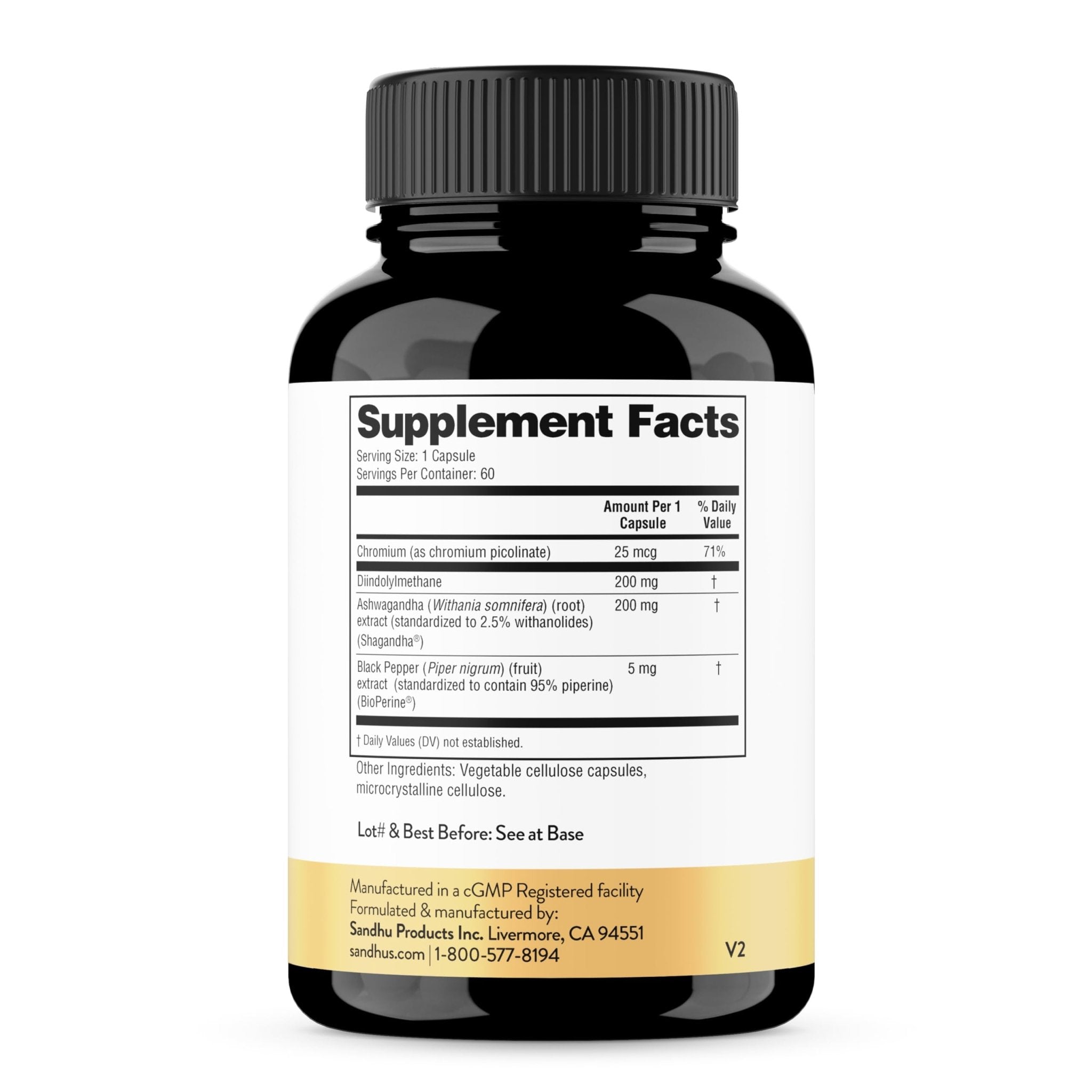 Sandhu's DIM Supplement 200 mg -60 Capsules - Diindolymethane with Ashwagandha & Bioperine Hormone Balance for Women & Men, Hormonal Acne Supplements - TrustMedUSA