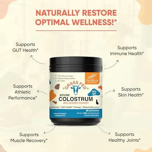Sandhu's Pure Bovine Colostrum Powder Supplement for Humans |𝟰𝟬% 𝗜𝗴𝗚 Highly - TrustMedUSA
