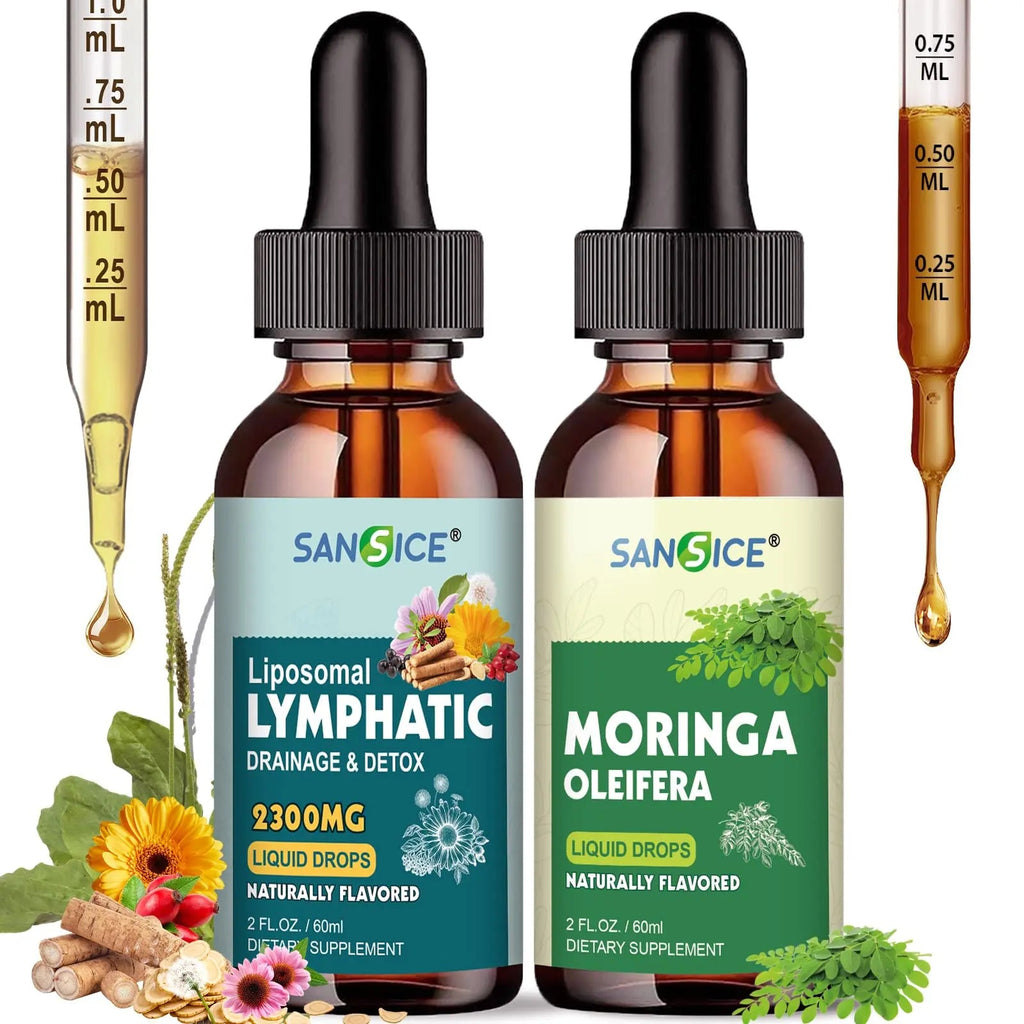SANSICE Organic Moringa Supplement, Liquid Moringa Leaf Extract for Women & Men, Lymphatic Drainage Supplement with Echinacea for Lymph System Support - TrustMedUSA