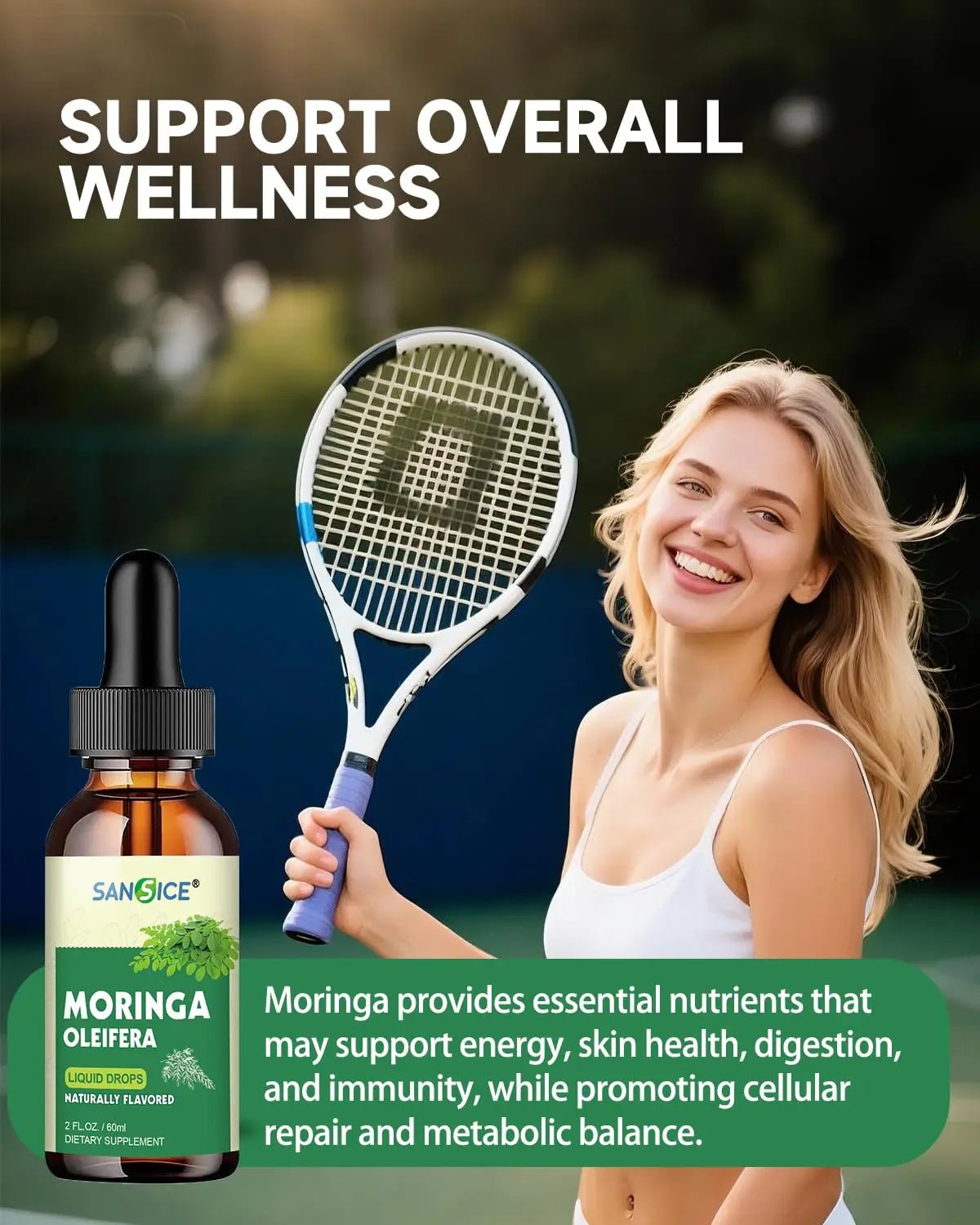 SANSICE Organic Moringa Supplement, Liquid Moringa Leaf Extract for Women & Men, Lymphatic Drainage Supplement with Echinacea for Lymph System Support - TrustMedUSA