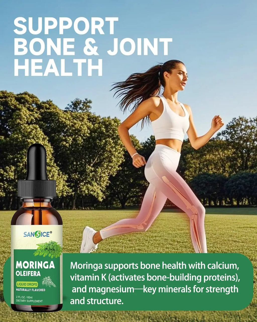 SANSICE Organic Moringa Supplement, Liquid Moringa Leaf Extract for Women & Men, Lymphatic Drainage Supplement with Echinacea for Lymph System Support - TrustMedUSA