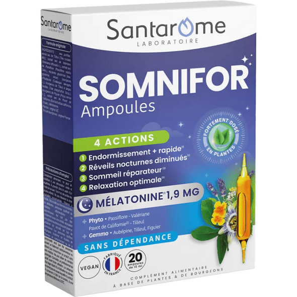Santarome Somnifor 4 Actions Melatonin 1.9 mg 20 phials - Maple Wellness Supplements