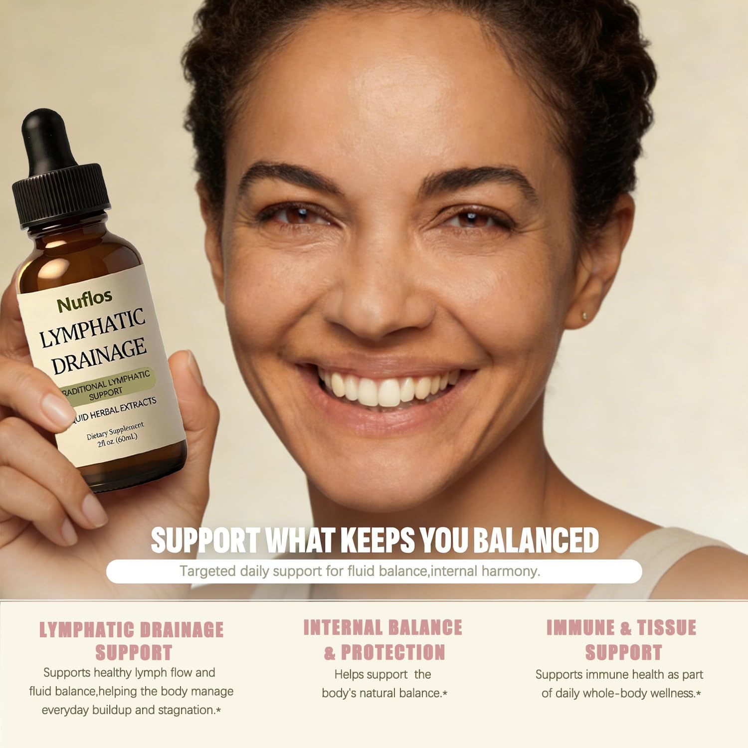 SAPURAIS Nuflos Lymphatic Drainage Drops, Supports Fluid Balance & Immune Health, 2 fl.oz - Maple Wellness Supplements