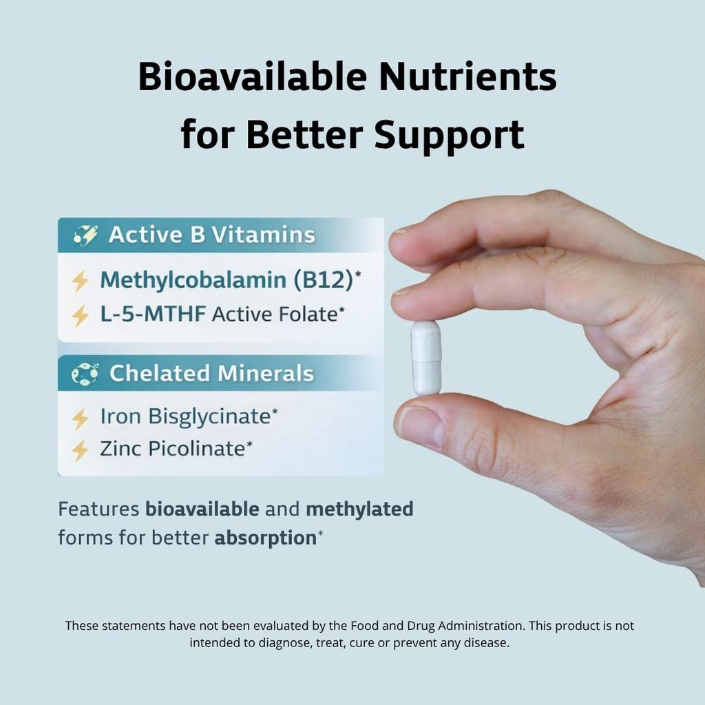 Sarez GLP-1 Support Capsules — Methylated Vitamins & Chelated Minerals — Energy, Metabolism, Hair & Daily Nutrient Support — with Ginger for Nausea — Gentle on Stomach — 30 Day Supply - TrustMedUSA