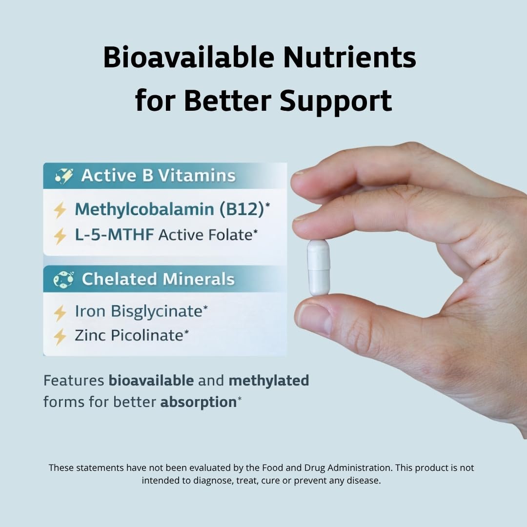 Sarez GLP-1 Support Capsules — Methylated Vitamins & Chelated Minerals — Energy, Metabolism, Hair & Daily Nutrient Support — with Ginger for Nausea — Gentle on Stomach — 30 Day Supply - TrustMedUSA