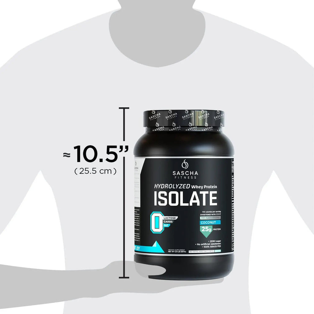 SASCHA FITNESS Hydrolyzed Whey Protein Isolate,100% Grass-Fed (2 Pounds, Coconut) - TrustMedUSA