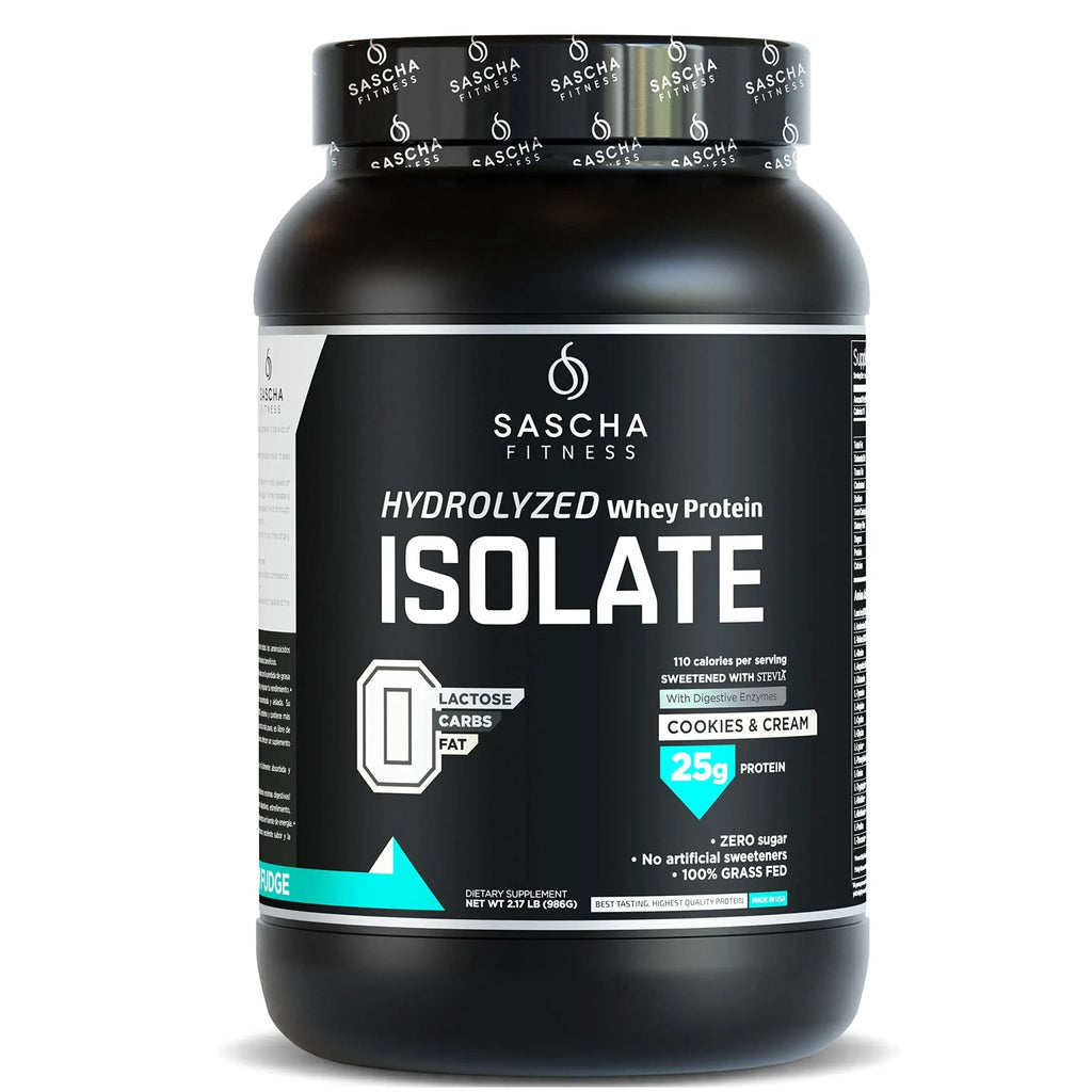 SASCHA FITNESS Hydrolyzed Whey Protein Isolate,100% Grass-Fed (2 Pounds, Cookies - TrustMedUSA