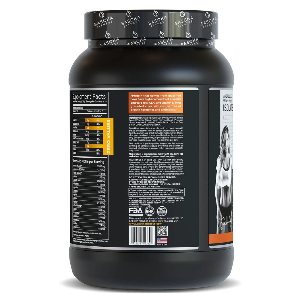 SASCHA FITNESS Hydrolyzed Whey Protein Isolate,100% Grass-Fed ,2.3 Pounds - TrustMedUSA