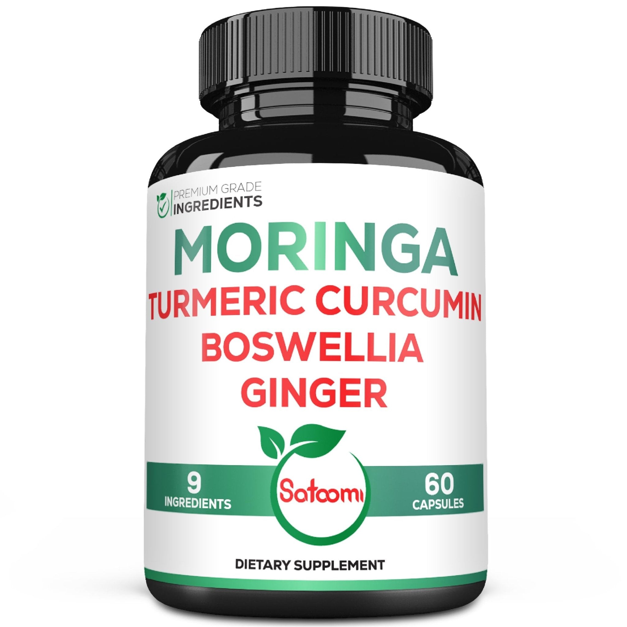 Satoomi 9in1 Moringa Capsules - Featuring Moringa, Turmeric, Boswellia, Ginger, Ashwagandha, Ceylon Cinnamon and Milk Thistle, and Resveratrol | Support Mood, Heart & Overall Health - 60 Count - TrustMedUSA
