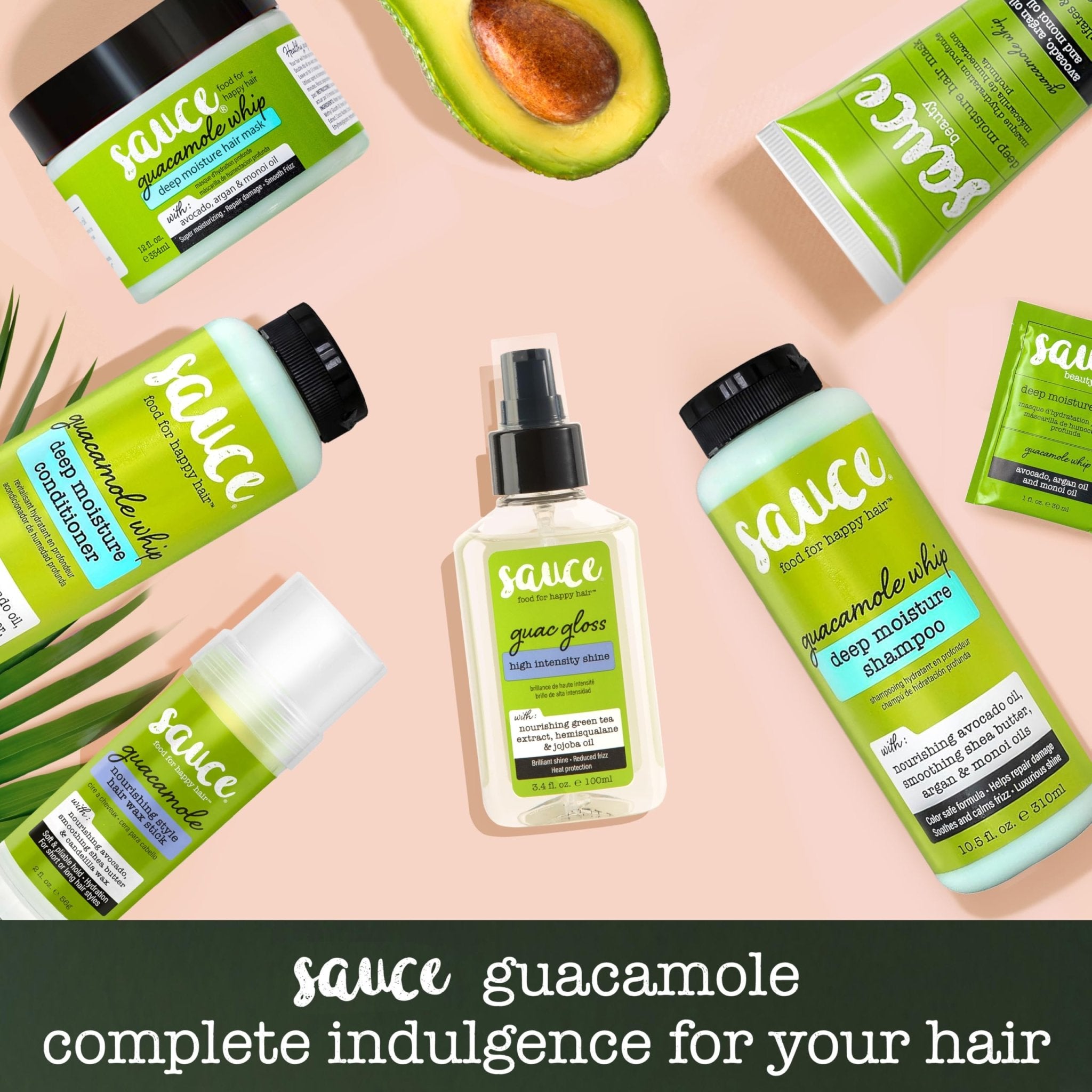 SAUCE BEAUTY Guac Hair Gloss, 3 Fl Oz High Intensity Shine, Jojoba Oil, Green Tea Extract & Squalane to Smooth, Boost Shine & Control Frizz for Sleeker, Softer, More Manageable Hair, Vegan Formula - TrustMedUSA