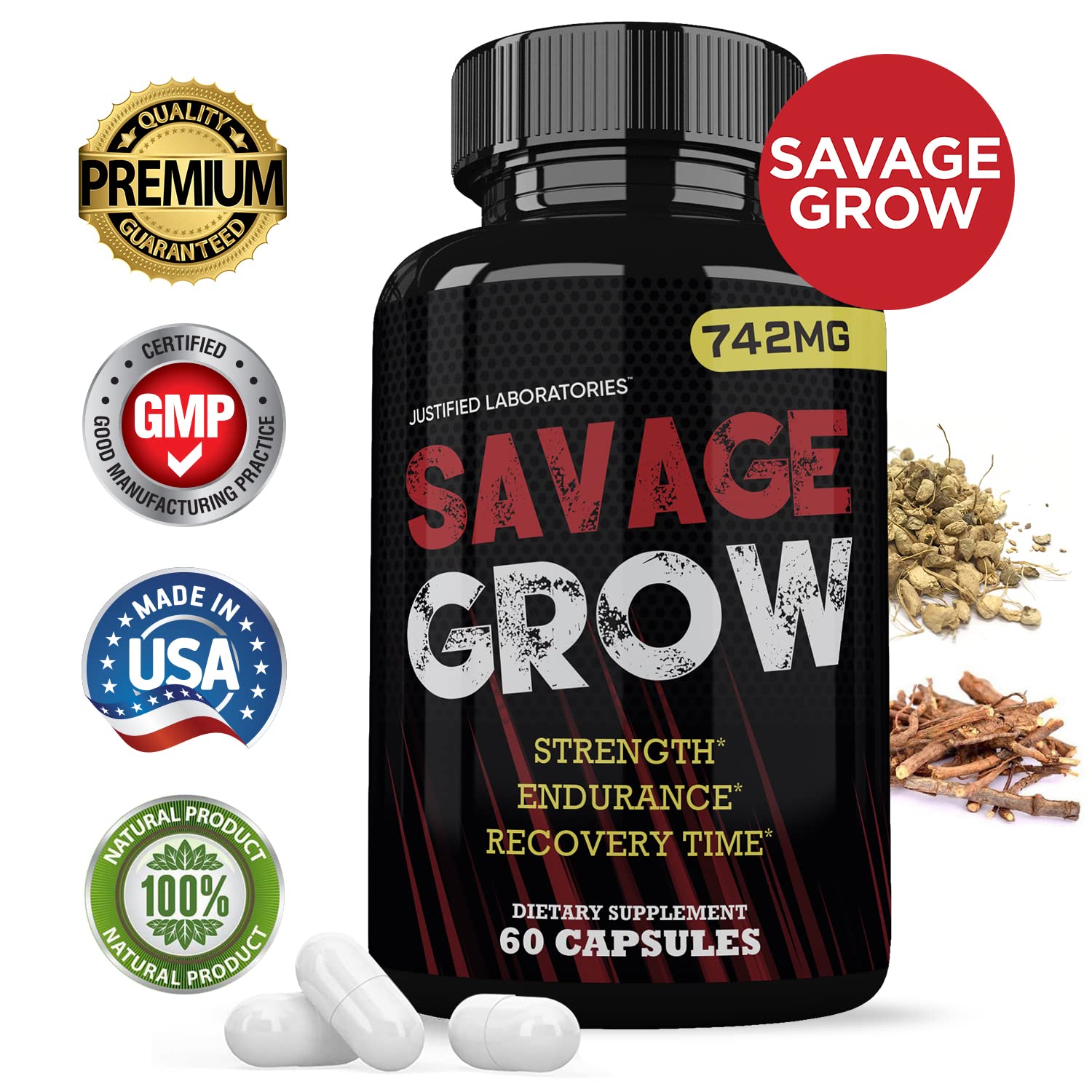 Savage Grow 742MG All Natural Advanced Men's Health Formula 60 Capsules - TrustMedUSA