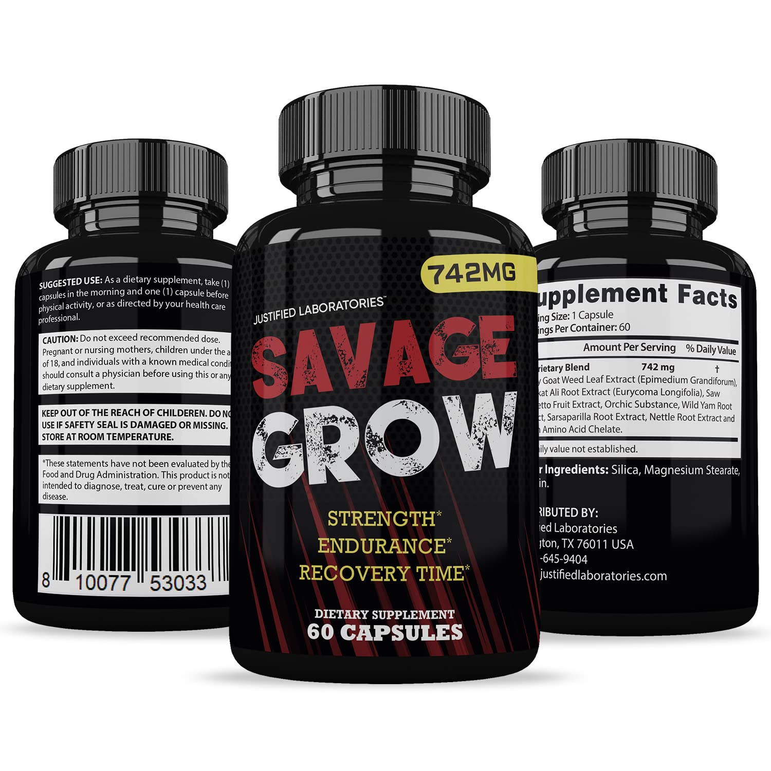 Savage Grow 742MG All Natural Advanced Men's Health Formula 60 Capsules - TrustMedUSA