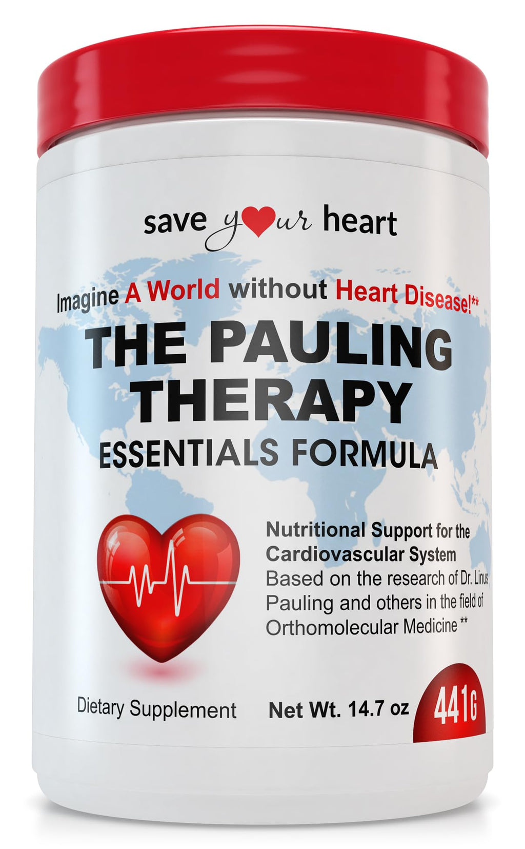 SAVE YOUR HEART Cardio Heart Health Powder Supplement - The Pauling Therapy Essentials Formula (PTEF) Healthy Vitamin C, B-12, L-Lysine, L-Arginine, Magnesium, Zinc + Vitamins, Minerals & Antioxidants - TrustMedUSA