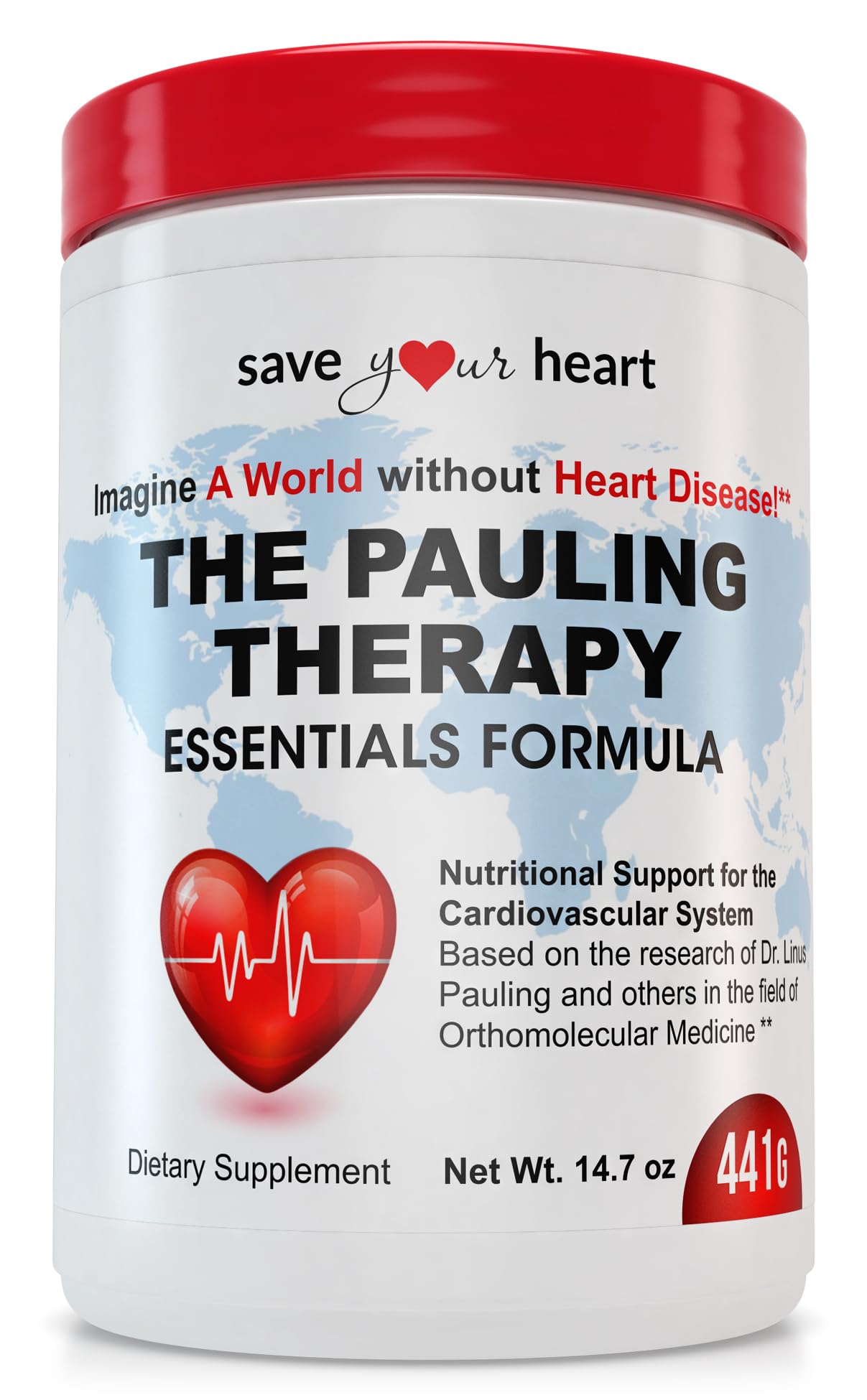SAVE YOUR HEART Cardio Heart Health Powder Supplement - The Pauling Therapy Essentials Formula (PTEF) Healthy Vitamin C, B-12, L-Lysine, L-Arginine, Magnesium, Zinc + Vitamins, Minerals & Antioxidants - TrustMedUSA