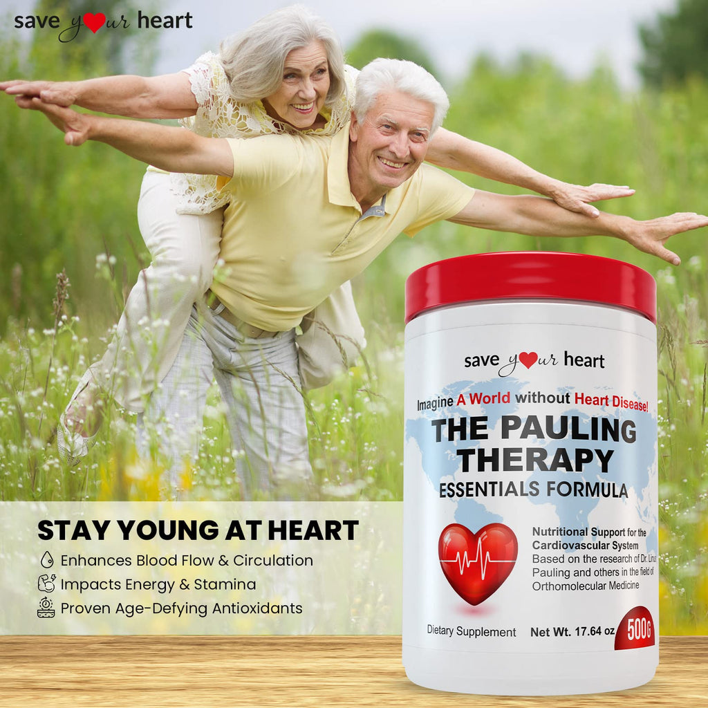 SAVE YOUR HEART Cardio Heart Health Powder Supplement - The Pauling Therapy Essentials Formula (PTEF) Healthy Vitamin C, B-12, L-Lysine, L-Arginine, Magnesium, Zinc + Vitamins, Minerals & Antioxidants - TrustMedUSA