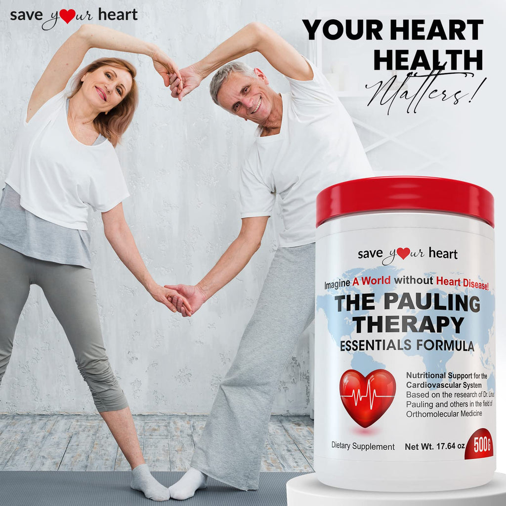 SAVE YOUR HEART Cardio Heart Health Powder Supplement - The Pauling Therapy Essentials Formula (PTEF) Healthy Vitamin C, B-12, L-Lysine, L-Arginine, Magnesium, Zinc + Vitamins, Minerals & Antioxidants - TrustMedUSA