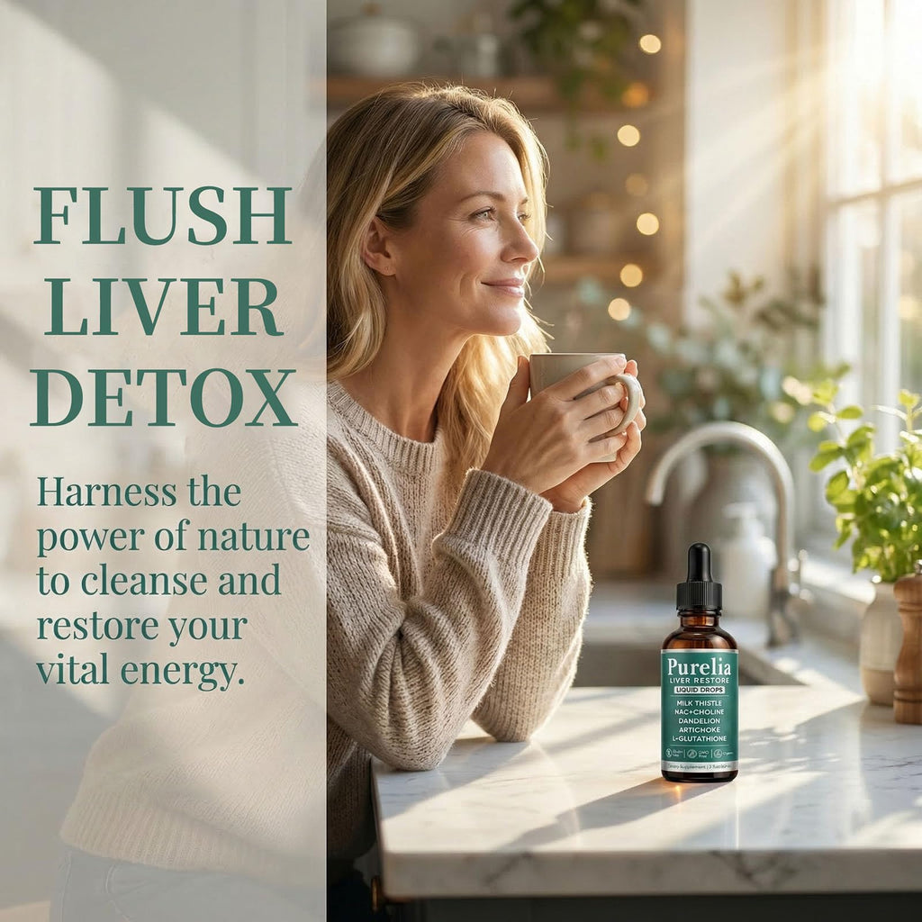 SCEZROB Purelia Liver Restore Drops – Complete Liver Detox Support Supplement with Milk Thistle, Dandelion & L-Glutathione for Liver Cleanse & Digestion Aid Health, 2 Fl Oz (1) - Maple Wellness Supplements