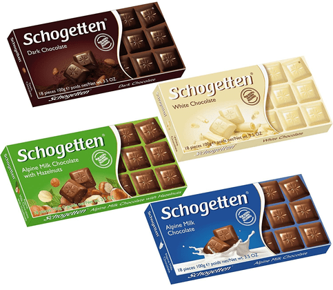 Schogetten German Chocolate Variety Pack, 4x100G - Dark, White, Alpine, Hazelnut - Maple Wellness Supplements