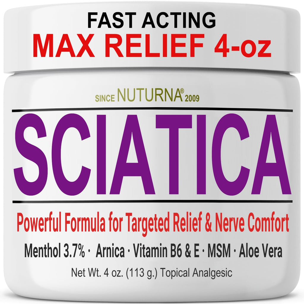 Sciatica Nerve Cream - Maximum Strength Comfort Cream for Feet, Hands, Legs, Toes, Back - Natural Ultra Strength Arnica, MSM, Menthol, Soothing Comfort, Large 4 Oz - TrustMedUSA