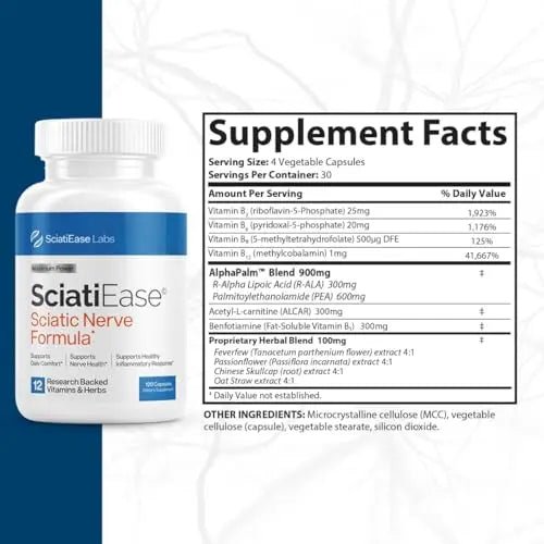 SciatiEase Sciatic Nerve Health Support - Sciatic Nerve Supplement with Pea, Vitamin B - TrustMedUSA