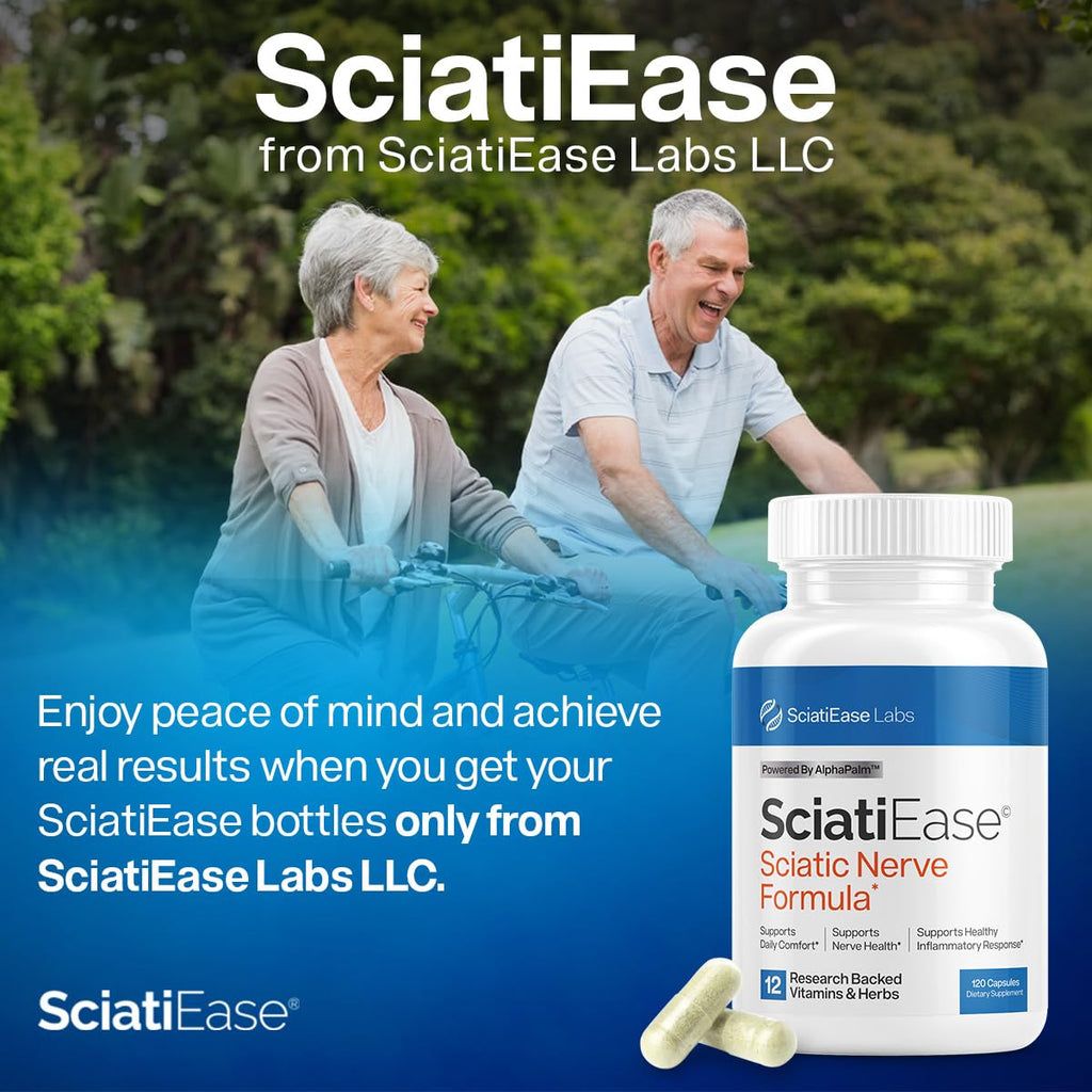 SciatiEase Sciatic Nerve Health Support Supplement - Nerve Support Formula with AlphaPalm, Pea, Vitamin B Complex, Alpha Lipoic Acid 300mg - 120 Capsules - TrustMedUSA
