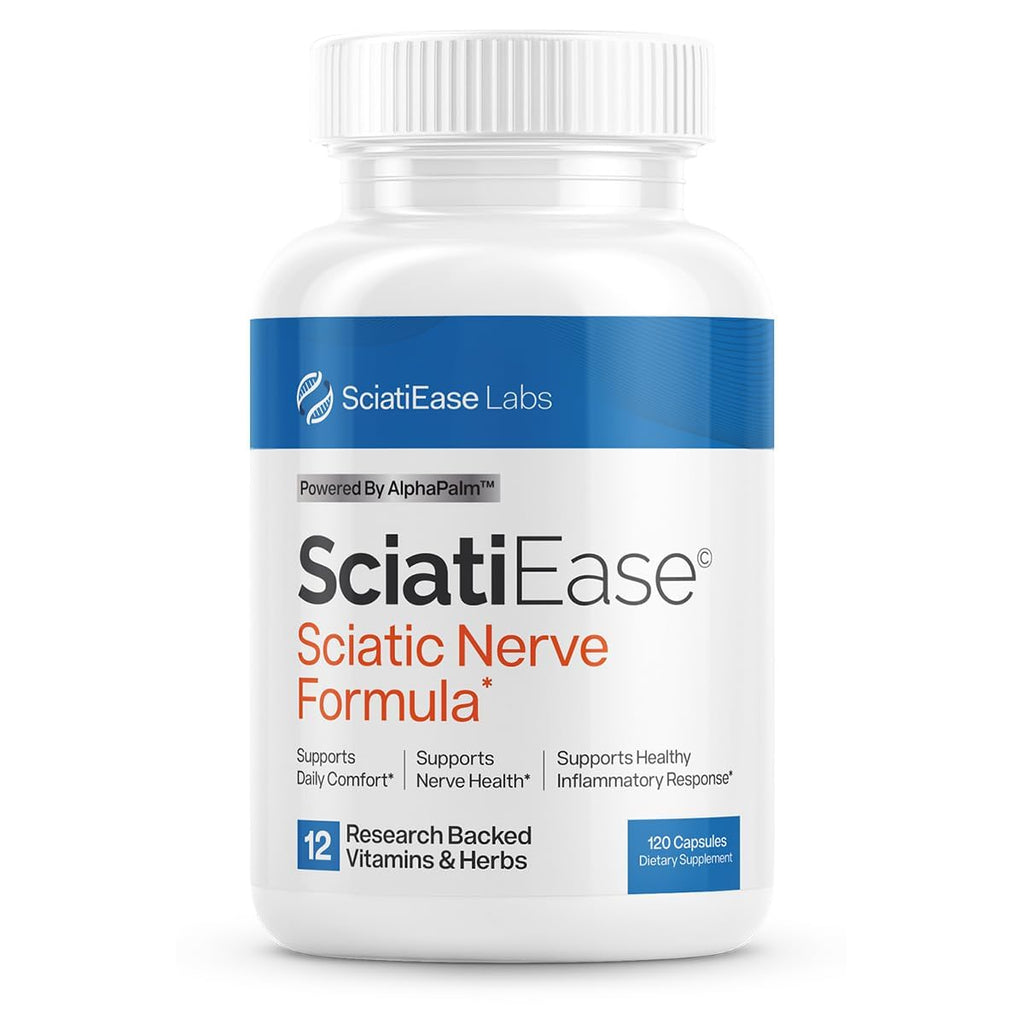 SciatiEase Sciatic Nerve Health Support Supplement - Nerve Support Formula with AlphaPalm, Pea, Vitamin B Complex, Alpha Lipoic Acid 300mg - 120 Capsules - TrustMedUSA