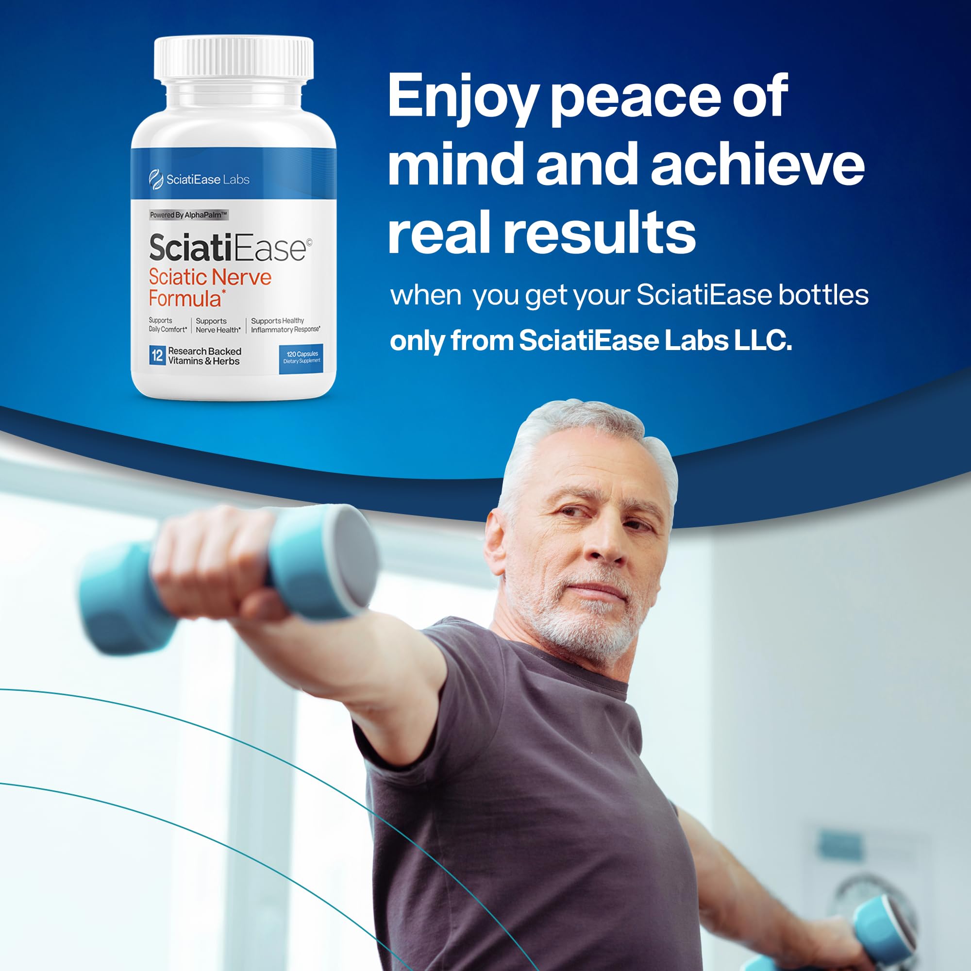 SciatiEase Sciatic Nerve Health Support Supplement - Nerve Support Formula with AlphaPalm, Pea, Vitamin B Complex, Alpha Lipoic Acid 300mg - 3 Bottles - TrustMedUSA