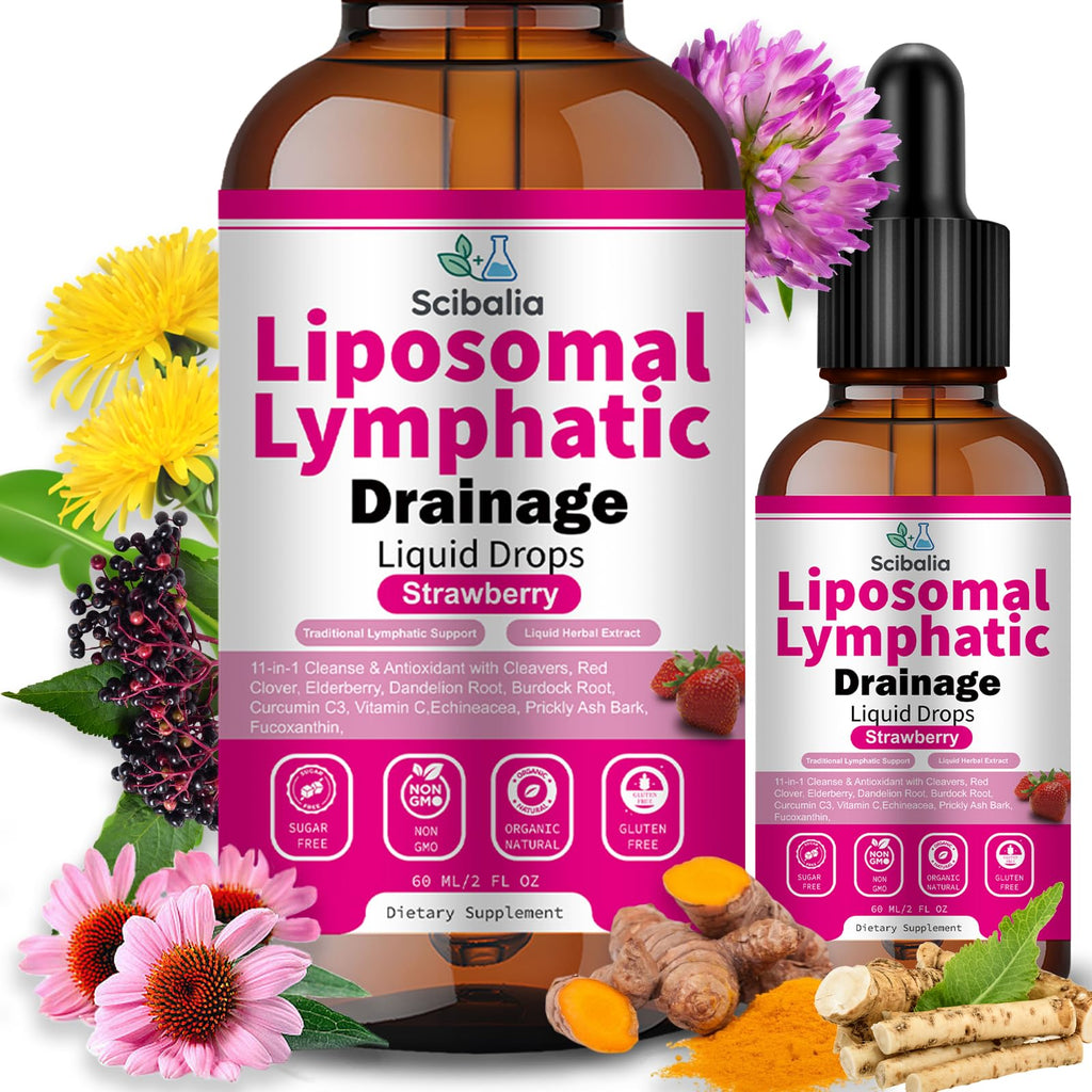 Scibalia Liposomal Lymphatic Drainage Drops, 11-in-1 Organic Lymphatic Support with Red Clover Echinacea Elderberry Burdock Root for Lymph Cleanse Immune Support & Daily Detox Vegan Non-GMO - TrustMedUSA
