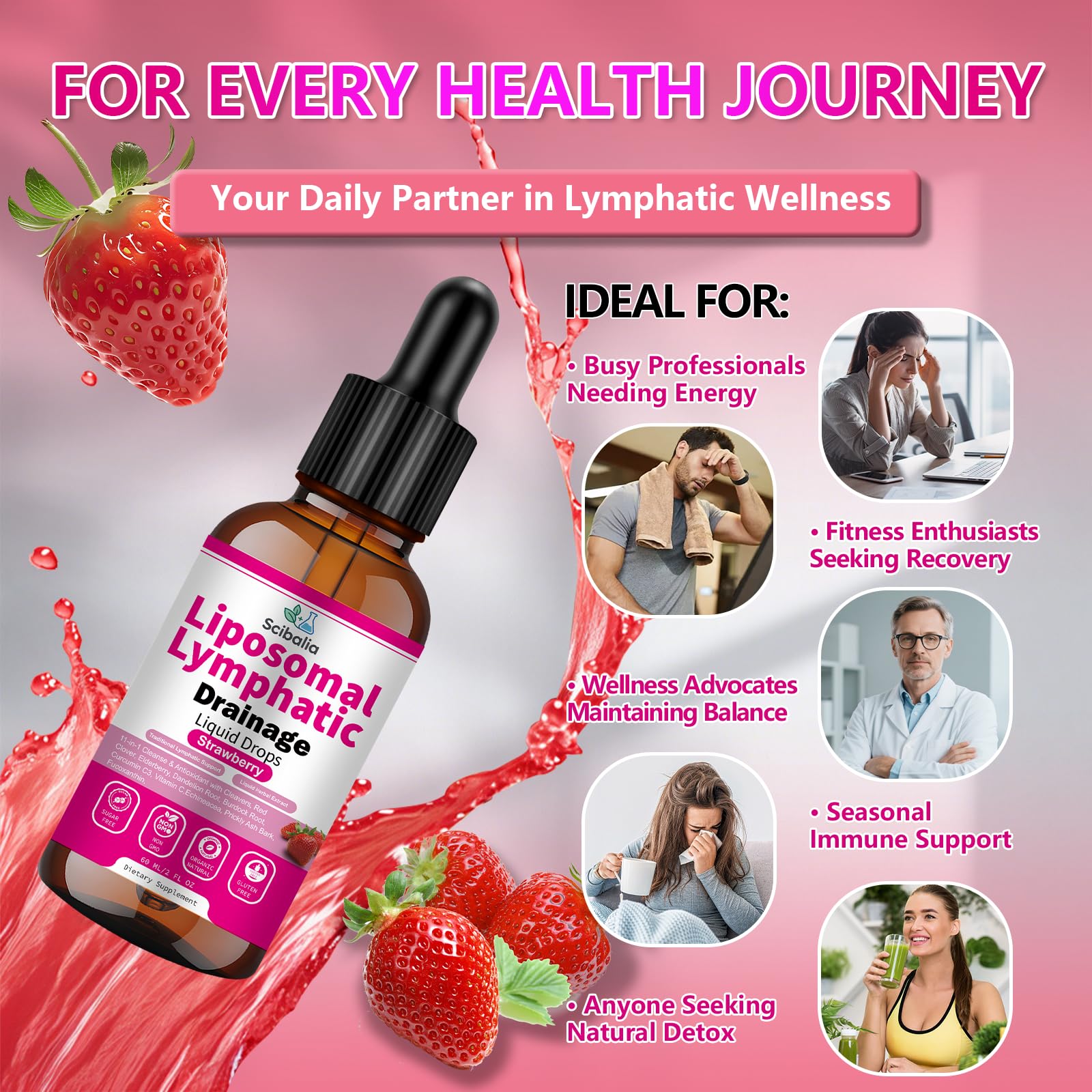 Scibalia Liposomal Lymphatic Drainage Drops, 11-in-1 Organic Lymphatic Support with Red Clover Echinacea Elderberry Burdock Root for Lymph Cleanse Immune Support & Daily Detox Vegan Non-GMO - TrustMedUSA