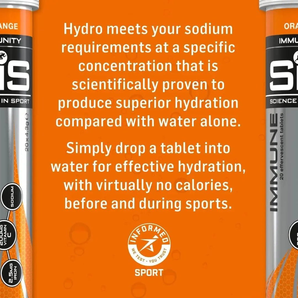 Science In Sport Hydro Hydration Tablets, Gluten-Free, Zero Sugar, Orange Flavour Plus - TrustMedUSA