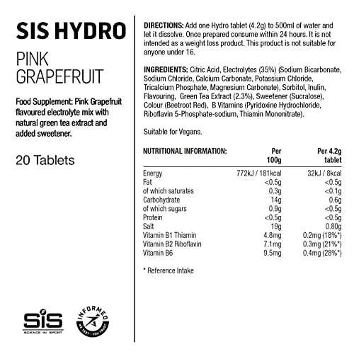 Science In Sport Hydro Hydration Tablets, Gluten-Free, Zero Sugar, Pink Grapefruit - TrustMedUSA