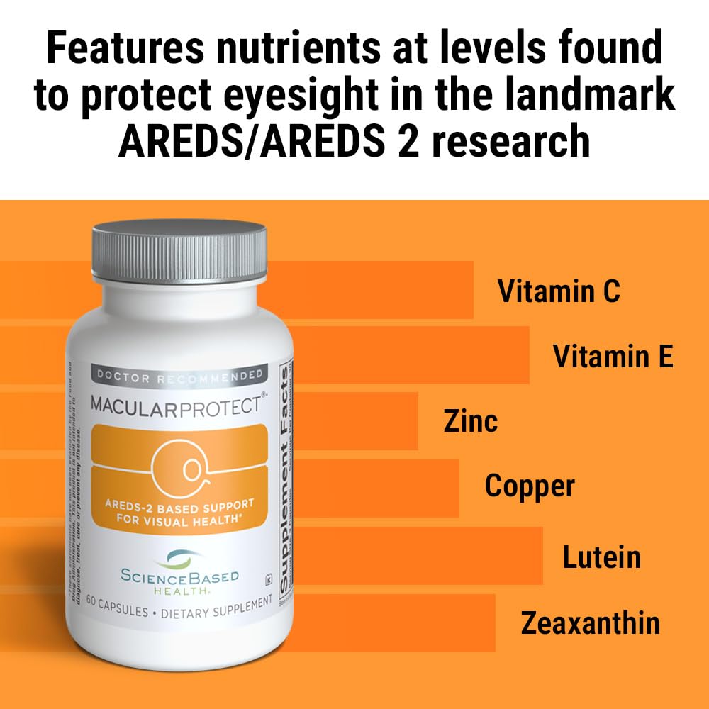 ScienceBased Health MacularProtect AREDS 2 Formula – Eye Health Vitamin & Mineral Supplement with Lutein, Zeaxanthin & B Vitamins for Macular & Vision Support – 60 Capsules - TrustMedUSA