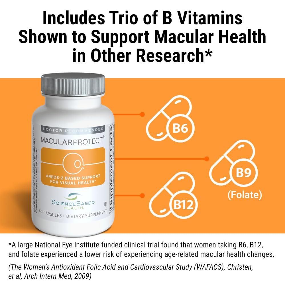 ScienceBased Health MacularProtect AREDS 2 Formula – Eye Health Vitamin & Mineral Supplement with Lutein, Zeaxanthin & B Vitamins for Macular & Vision Support – 60 Capsules - TrustMedUSA