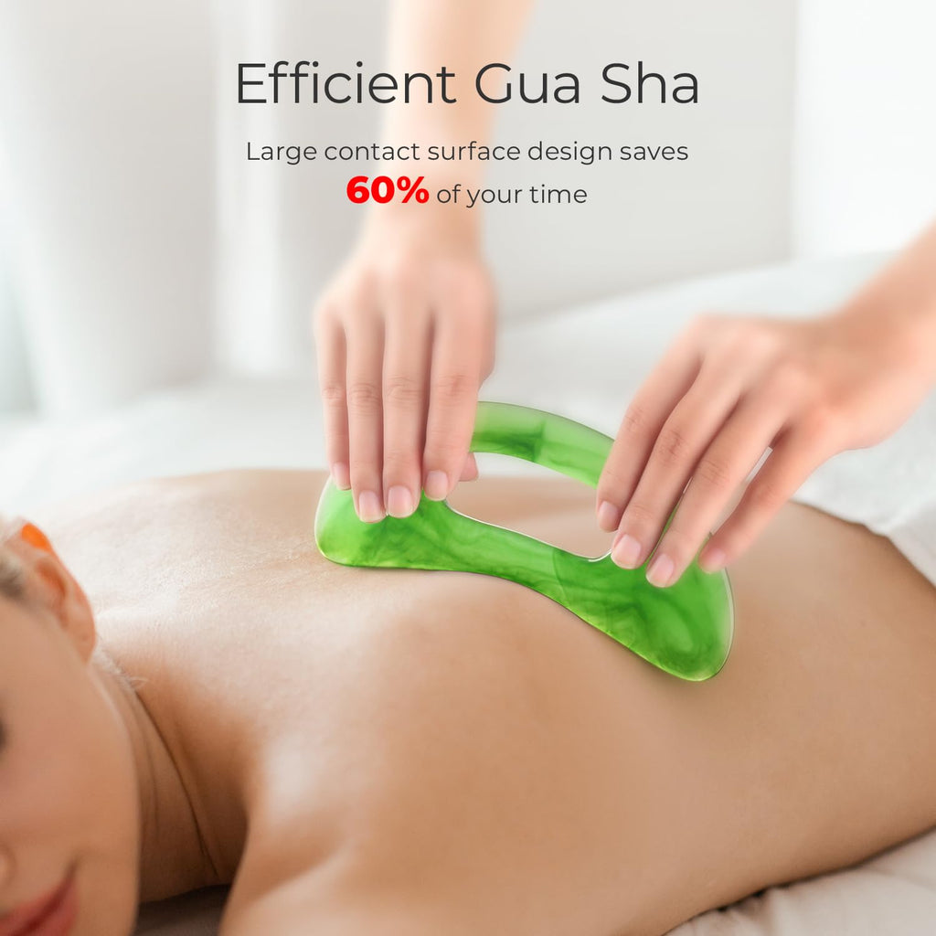Scienlodic Body Gua Sha Massage Tool with Handle, Larger Guasha Tool for Back Neck Face Leg Massage, Lymphatic Drainage, Cellulite Remove - Maple Wellness Supplements