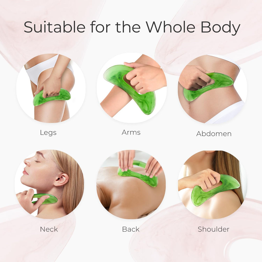 Scienlodic Body Gua Sha Massage Tool with Handle, Larger Guasha Tool for Back Neck Face Leg Massage, Lymphatic Drainage, Cellulite Remove - Maple Wellness Supplements