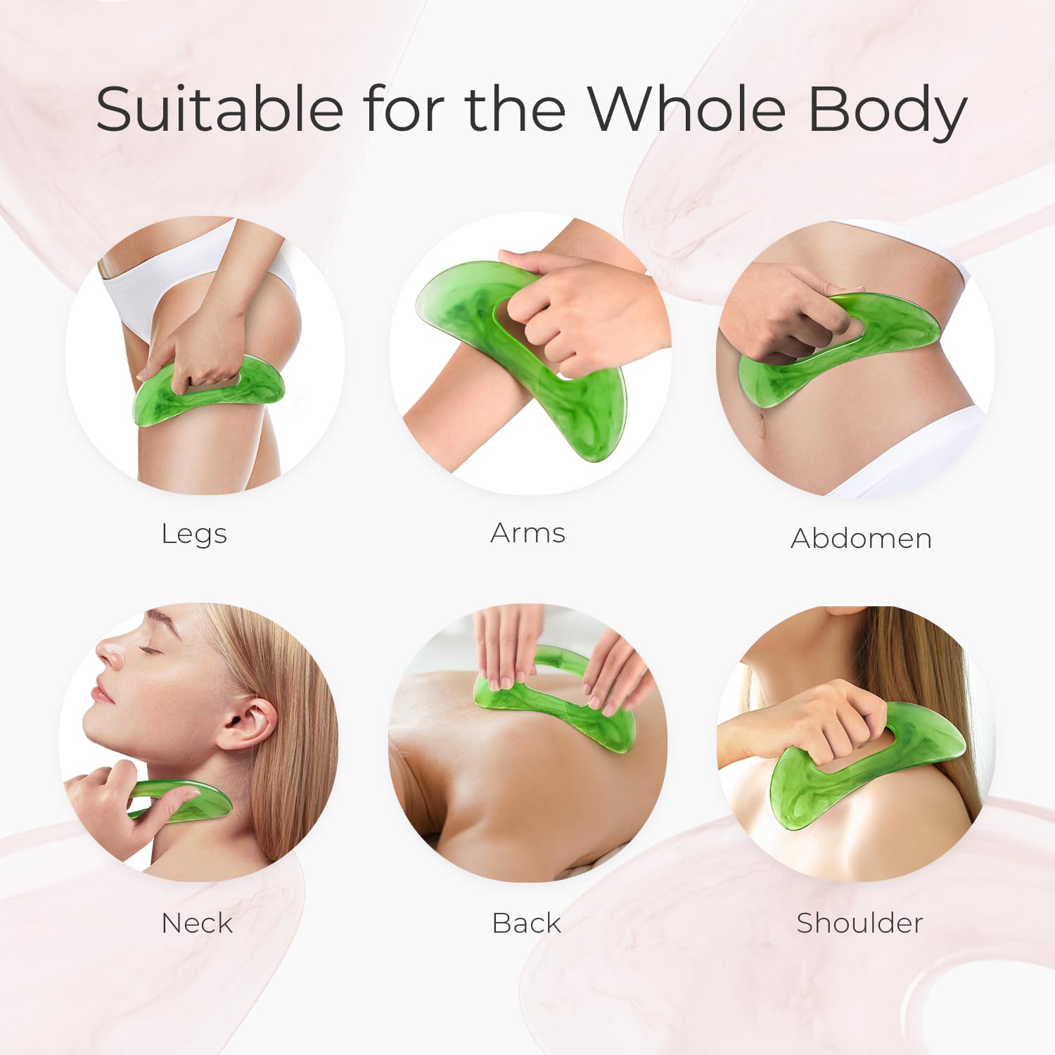 Scienlodic Body Gua Sha Massage Tool with Handle, Larger Guasha Tool for Back Neck Face Leg Massage, Lymphatic Drainage, Cellulite Remove - Maple Wellness Supplements