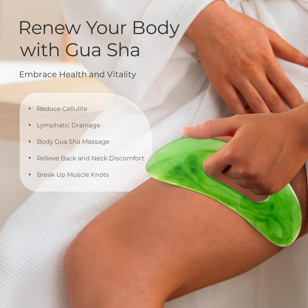 Scienlodic Body Gua Sha Massage Tool with Handle, Larger Guasha Tool for Back Neck Face Leg Massage, Lymphatic Drainage, Cellulite Remove - Maple Wellness Supplements