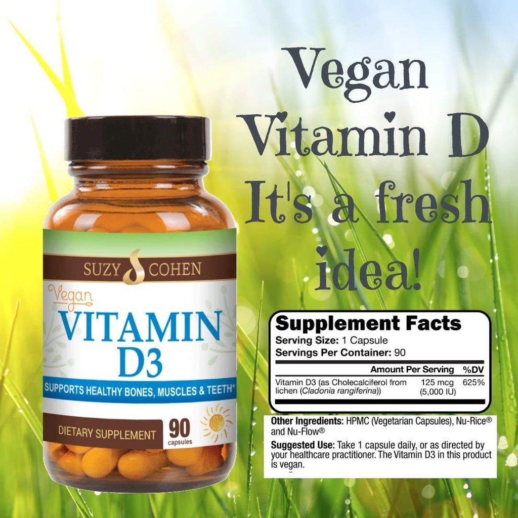 Script Essentials Vegan Vitamin D3 5,000 IU for Healthy Muscle Function, Bone Health, and Immune Support - Non-GMO, Gluten Free and Kosher Certified - 90 Servings - TrustMedUSA