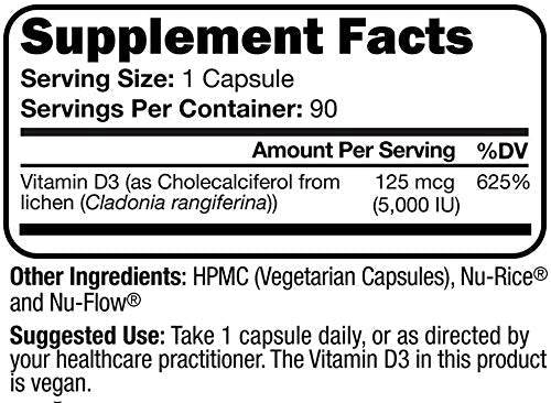 Script Essentials Vegan Vitamin D3 5,000 IU for Healthy Muscle Function, Bone Health, and Immune Support - Non-GMO, Gluten Free and Kosher Certified - 90 Servings - TrustMedUSA