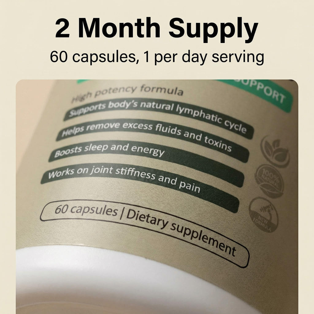 Sculptique Lymphatic Drainage Capsules, New Maximum Potency Formula with Dandelion Extract, Cleavers Extract - Supports Cellulite Reduction 60 Capsules - Maple Wellness Supplements