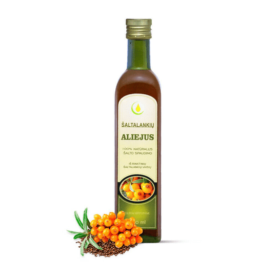 Sea Buckthorn Oil 180 mg Carotinoide Organic Natural 100 % Cold Pressed, 500 ml - Maple Wellness Supplements